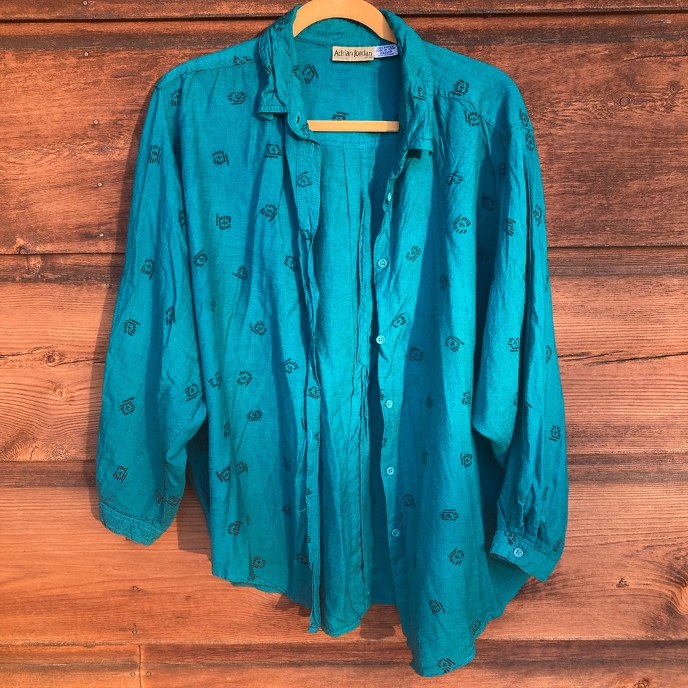 Vintage Teal Button-Up